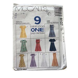 90s McCalls 8107 Misses Dress Sewing Pattern Sizes 12-14-16 Multiple Designs CUT